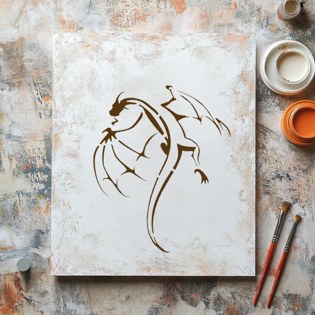 [20Pcs Set] Dragon with Wings Stencil for Painting - Reusable 5.5 x 5.5 stencil photo 6