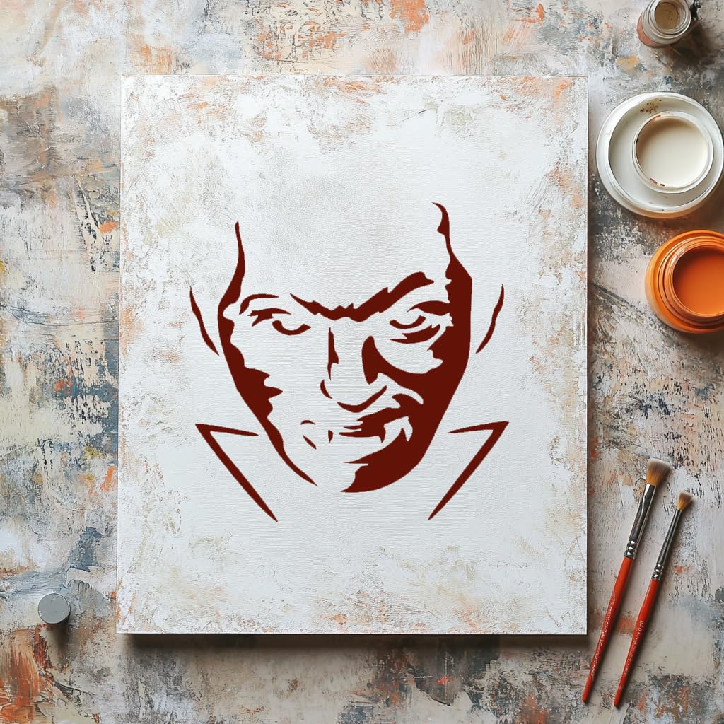 Famous Vampire Stencil for Painting on Walls, Wood, and Canvas - Reusable Plastic, 5.5 x 5.5 inch stencil photo 3
