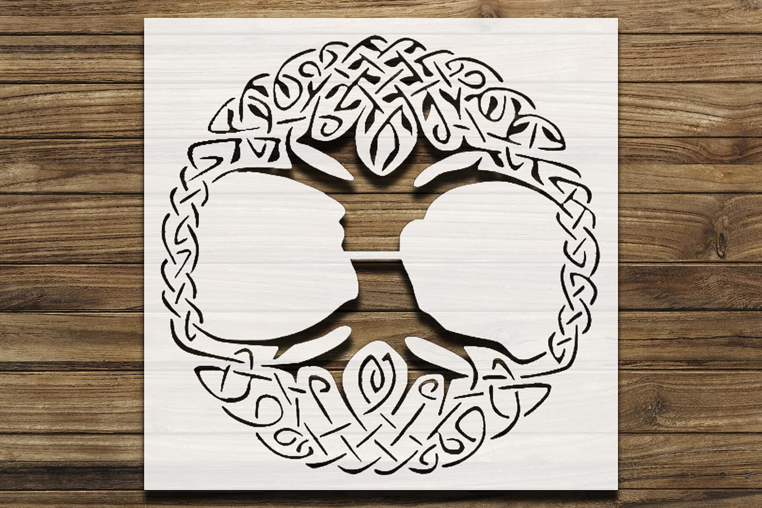 Celtic Tree Design Stencil for Painting, Plastic Reusable 8" x 8" – Ideal for DIY Crafts, Art reusable Mylar wall painting stencil