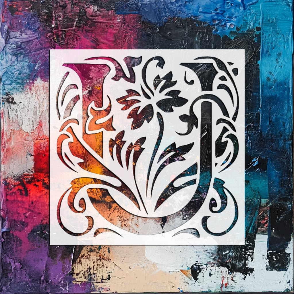 [20Pcs Set] Letter Initial U Stencil for Painting – Plastic Reusable 8x8 inch stencil photo 6