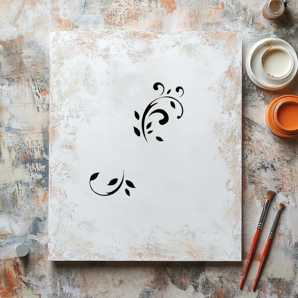 Leaves Design Pattern Stencil for Painting, Plastic Reusable 3x8 inch – Ideal for DIY Crafts, Home stencil photo 5