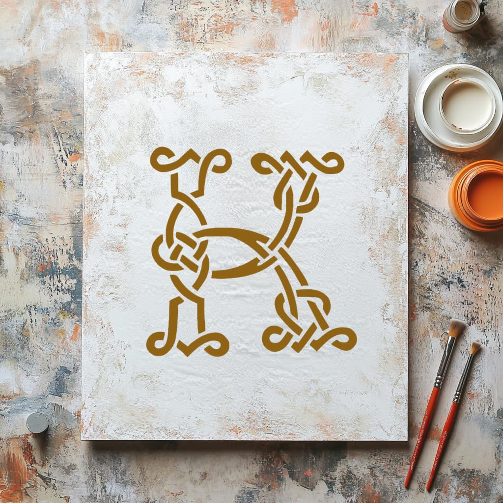 [20pcs Set] Celtic Initial K Stencil for Painting on Walls, Wood, and Canvas, 8 x 8 Inch stencil photo 5