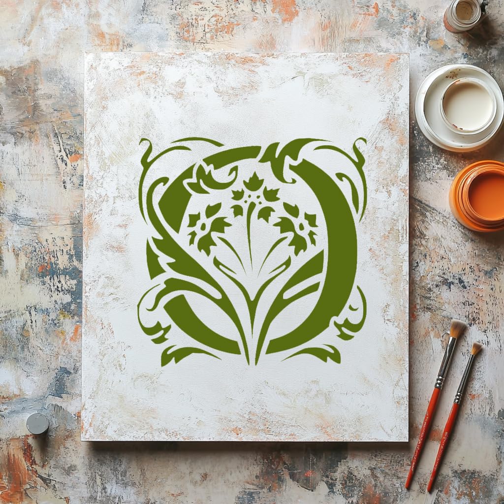 [20pcs Set] Large Letter O with Patterns Versatile Stencil for Painting, Reusable, 8 x 8 Inch stencil photo 4