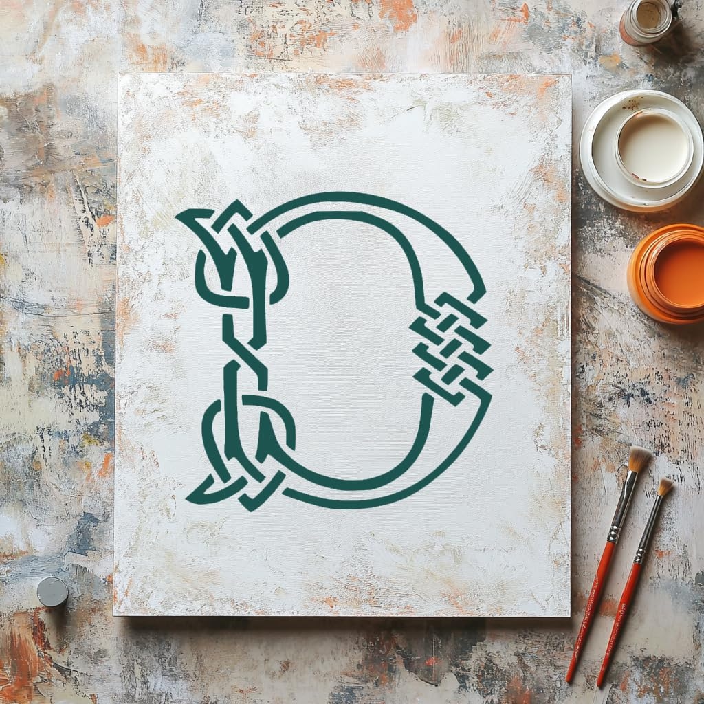 [20Pcs Set] Celtic Initial D Stencil for Painting, Plastic Reusable 8x8 inch – Perfect for DIY stencil photo 5
