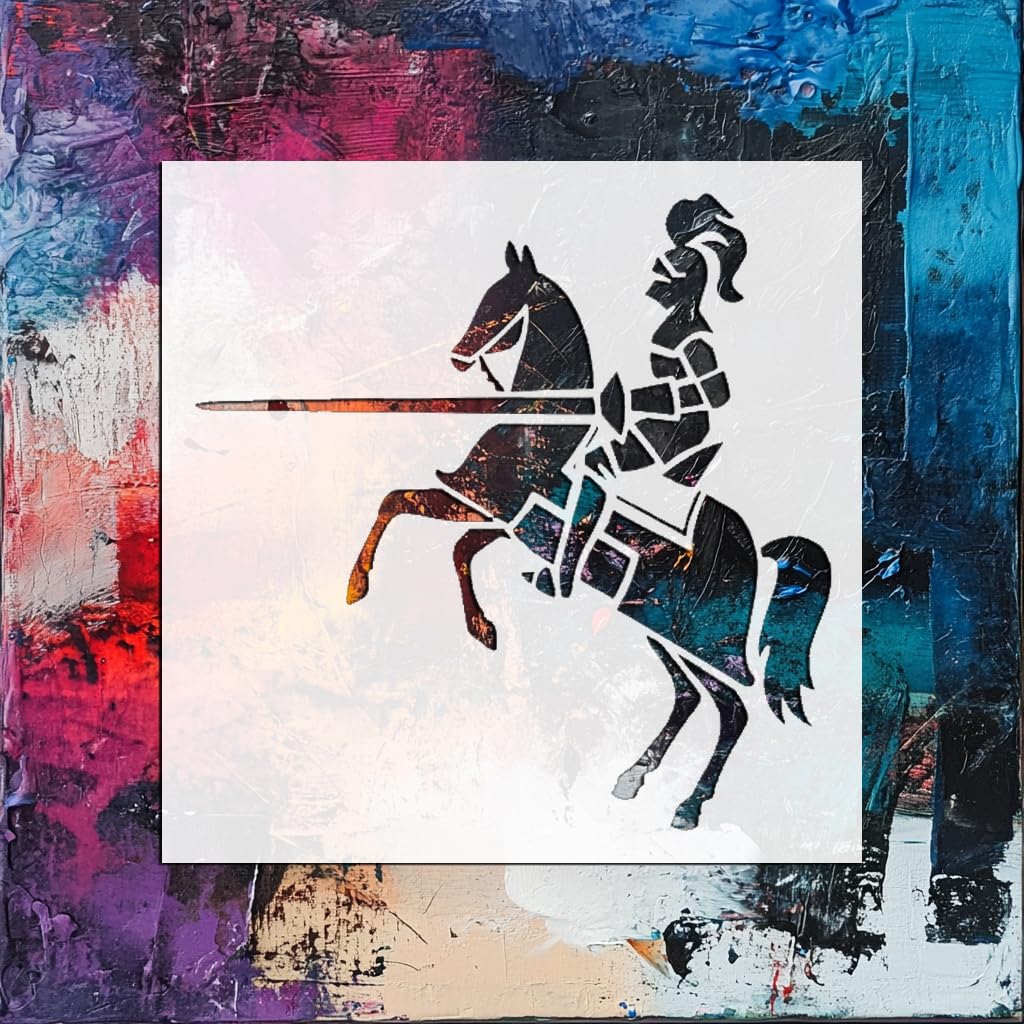 Stencil Brave Knight, Plastic Reusable 5.5" L x 5.5" W Ideal for DIY Crafts, Scrapbooking stencil photo 6