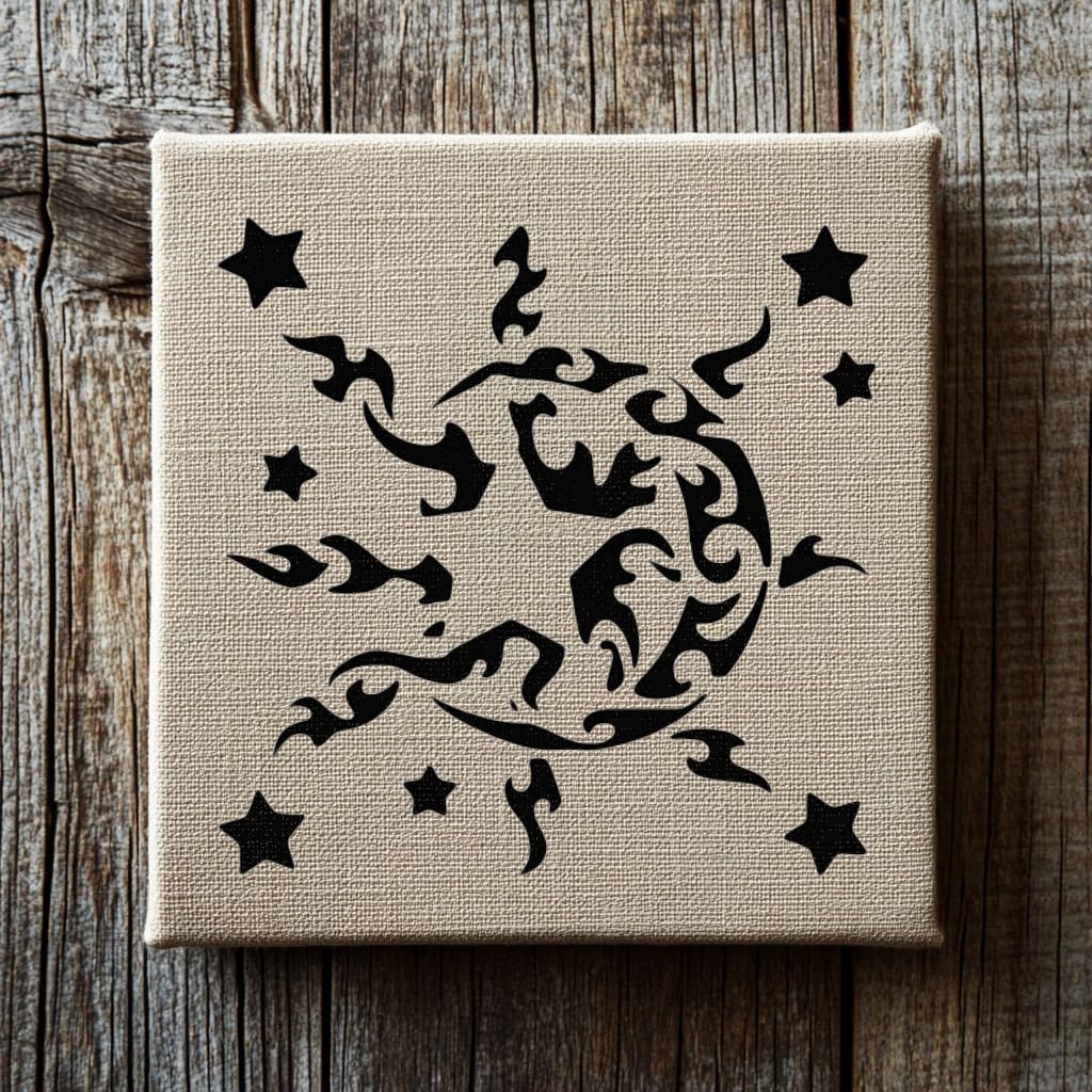 Stencil Sun Moon Stars Abstract Pattern, Plastic Reusable, 5.5 x 5.5 inch stencil photo 2