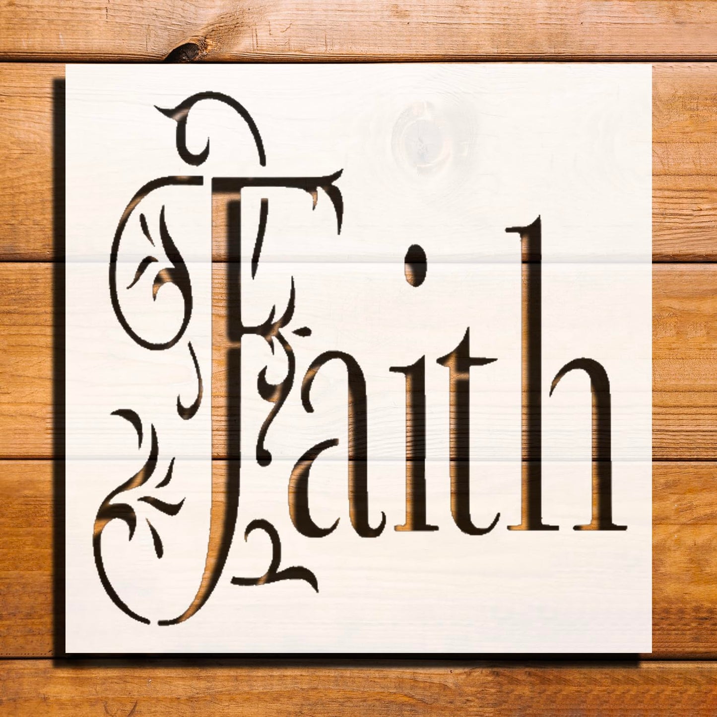Faith Stencil for Painting, Plastic Reusable 5.5x5.5 inch – Ideal for DIY Crafts, Home Decor, and reusable Mylar wall painting stencil