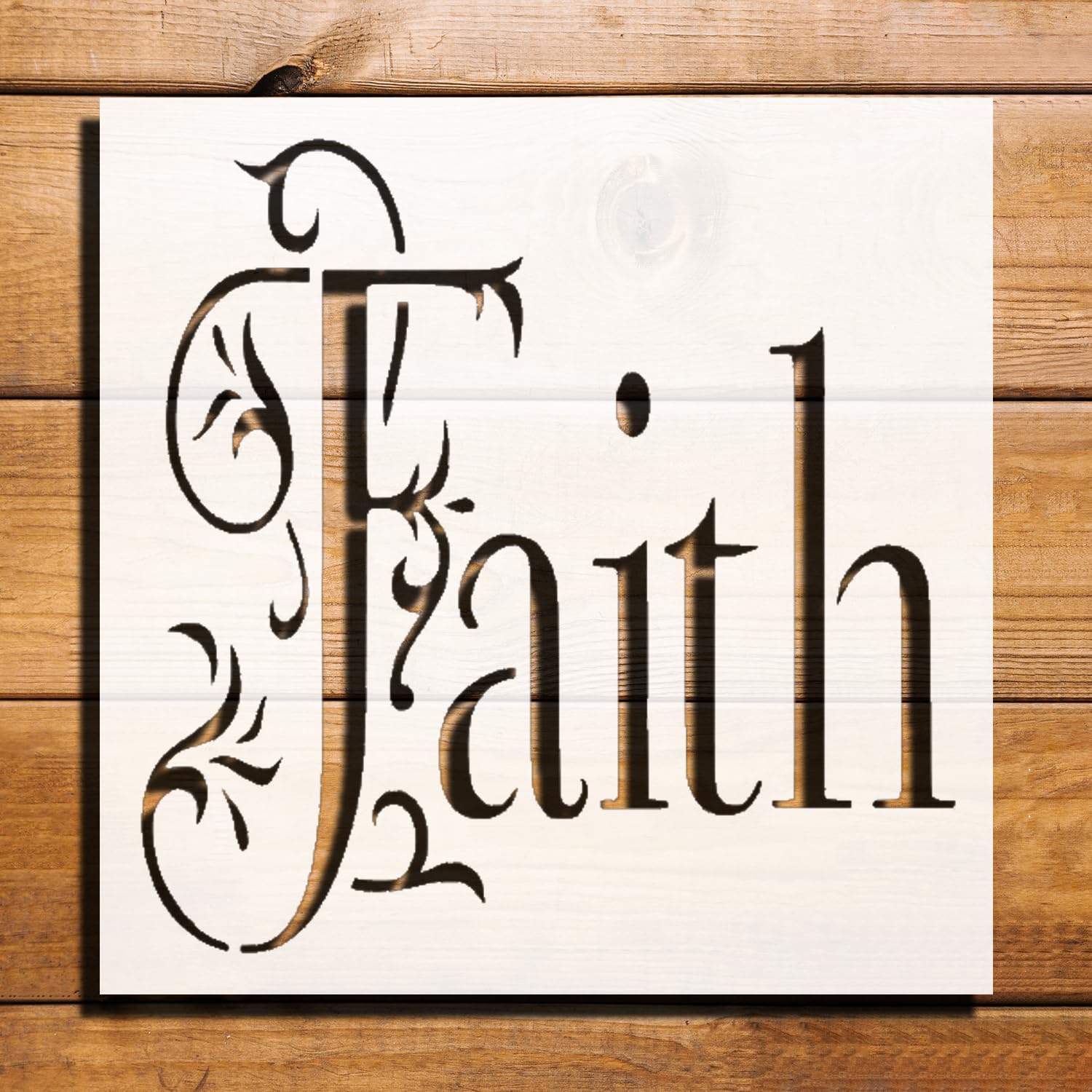 Faith Stencil for Painting, Plastic Reusable 5.5x5.5 inch – Ideal for DIY Crafts, Home Decor, and reusable Mylar wall painting stencil