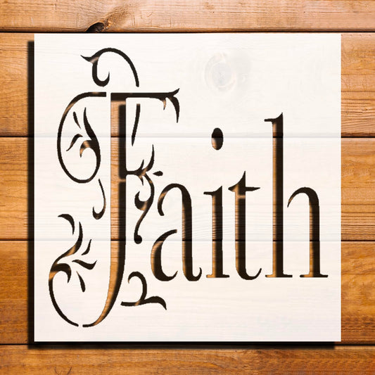 Faith Stencil for Painting, Plastic Reusable 5.5x5.5 inch – Ideal for DIY Crafts, Home Decor, and reusable Mylar wall painting stencil