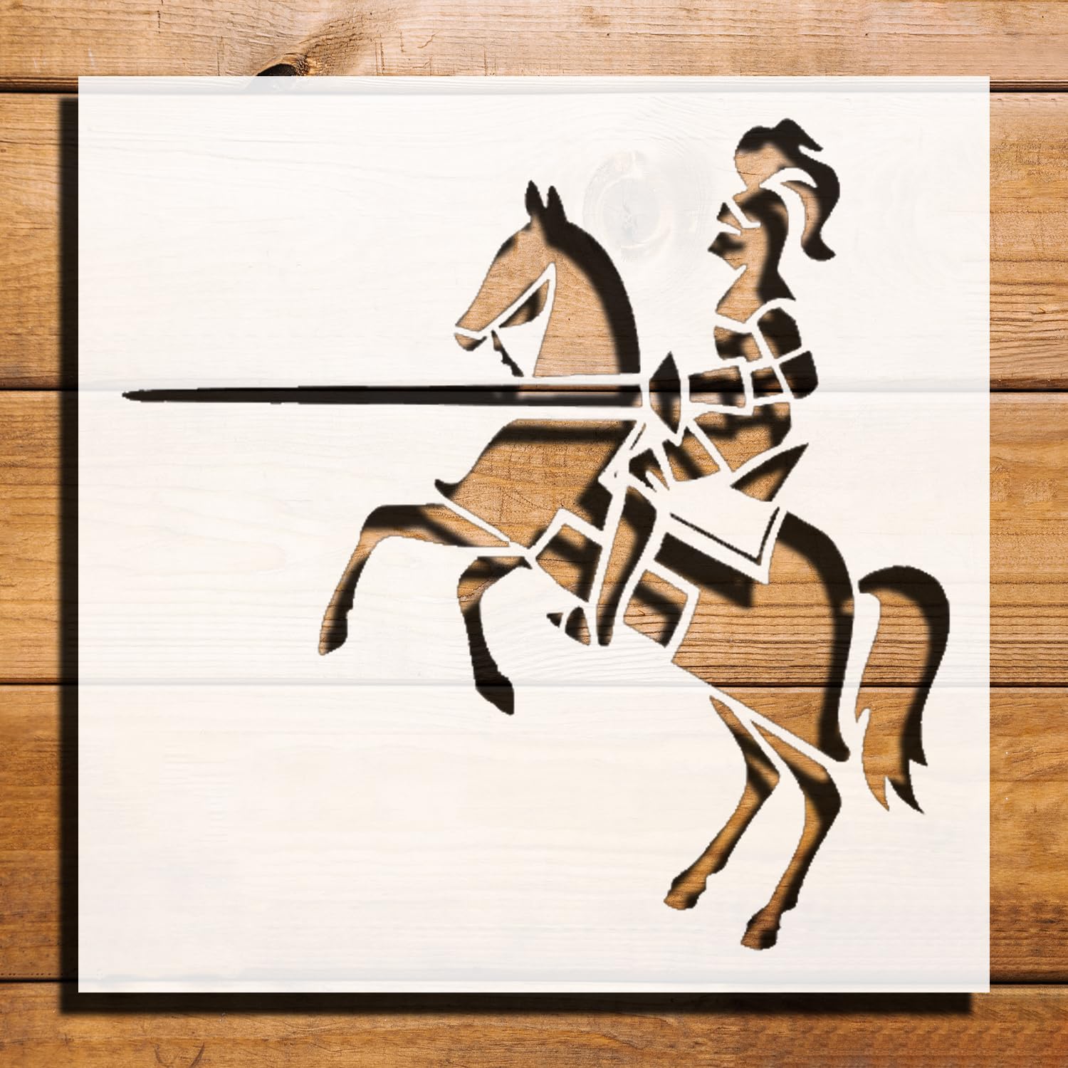 Stencil Brave Knight, Plastic Reusable 5.5" L x 5.5" W Ideal for DIY Crafts, Scrapbooking reusable Mylar wall painting stencil