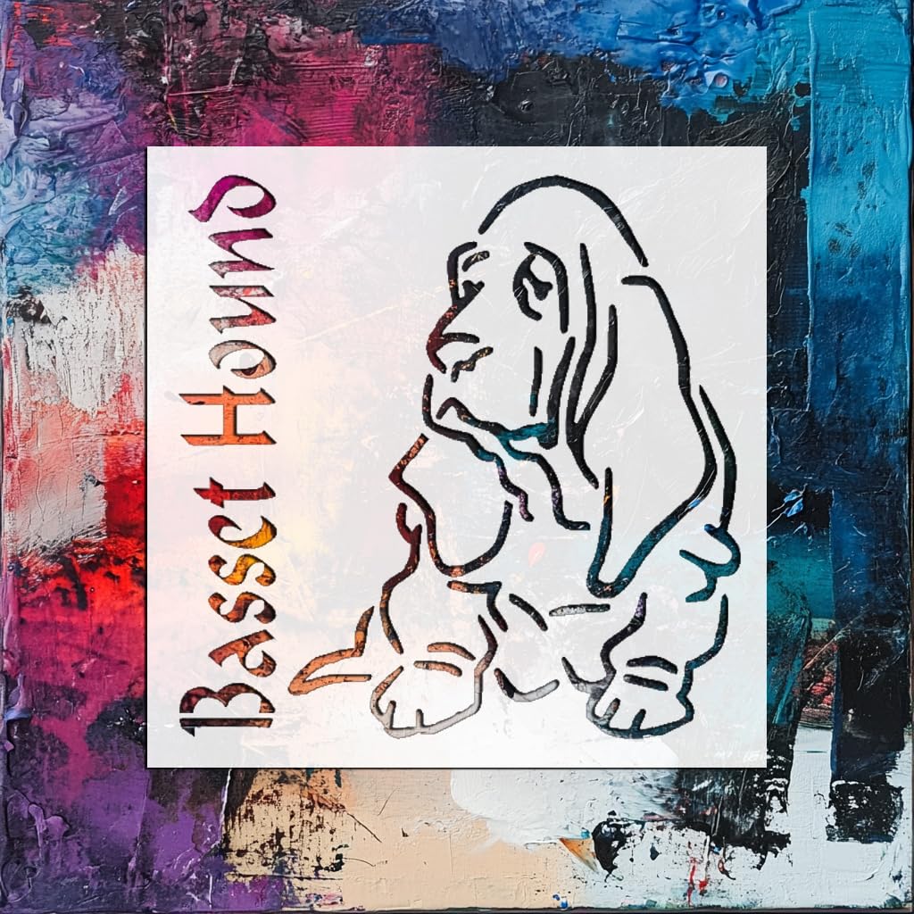Basset Hound Dog Sign Stencil for Painting Plastic Reusable 5.5" x 5.5", Airbrush, Scrapbooking stencil photo 6
