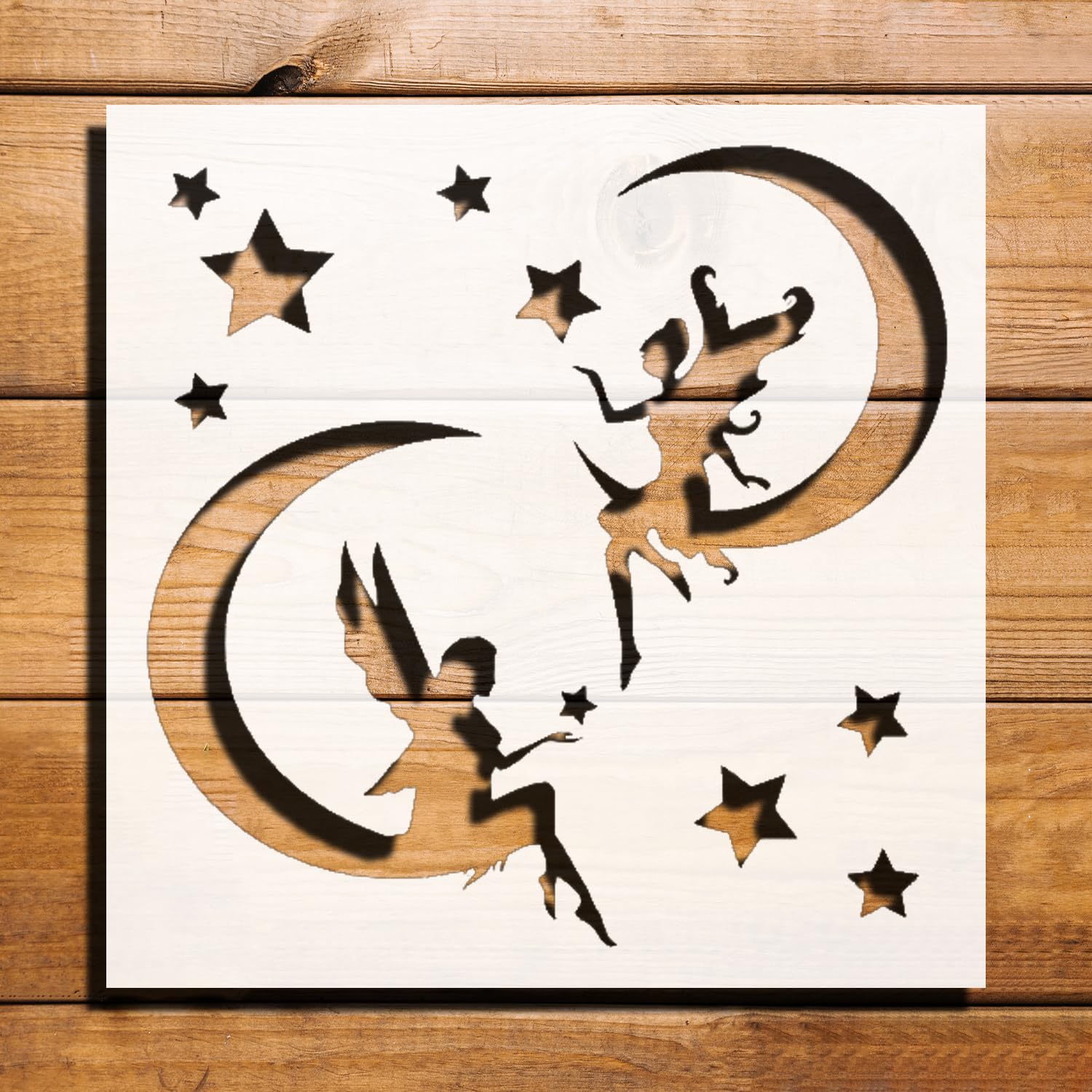 Fairies on The Moon Stencil for Painting - Plastic Reusable 5.5" L x 5.5" W reusable Mylar wall painting stencil