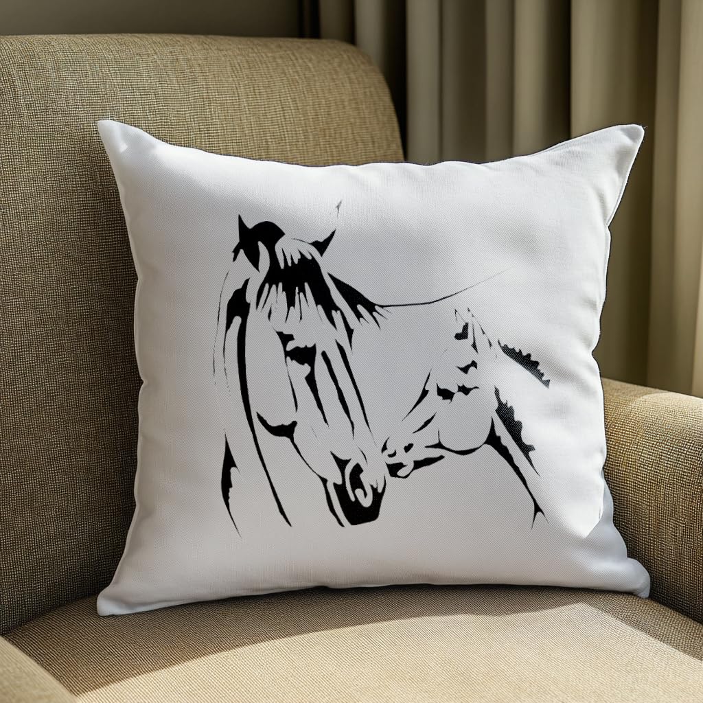 Horse and foal Stencil for Painting, Plastic Reusable 8" L x 8" W stencil photo 3