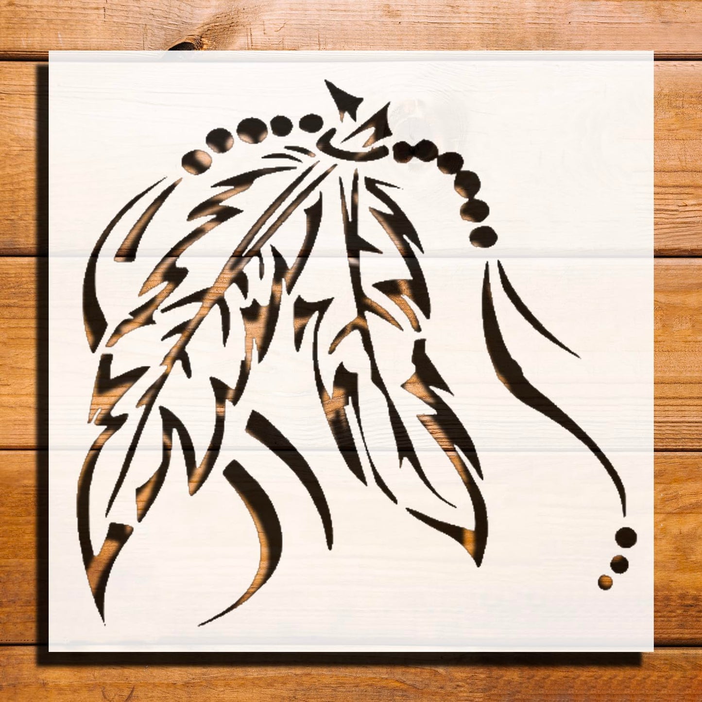[20Pcs Set] Feathers Beads Amulet Stencil for Painting, Plastic Reusable 5.5 x 5.5 inches reusable Mylar wall painting stencil