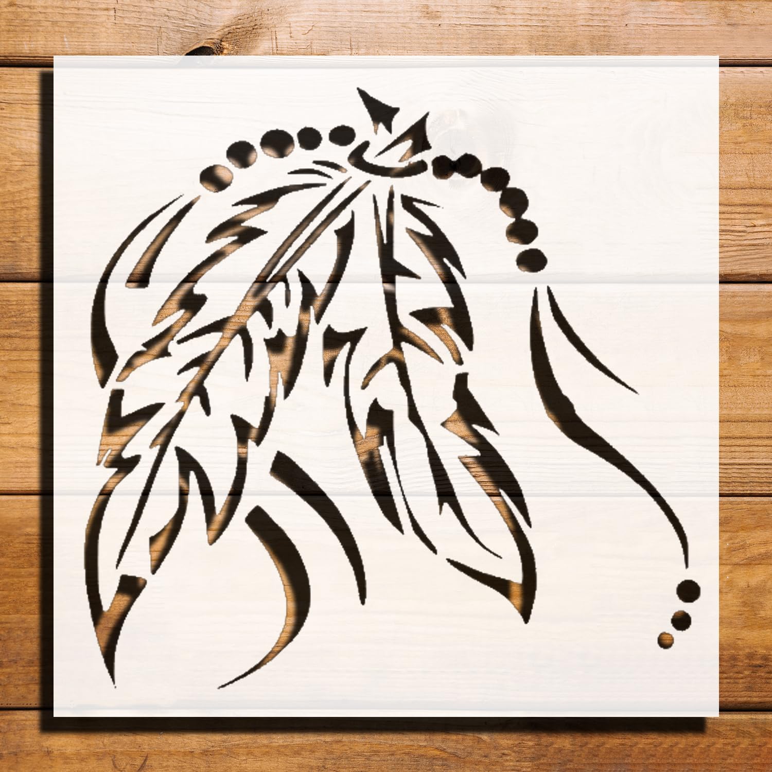 [20Pcs Set] Feathers Beads Amulet Stencil for Painting, Plastic Reusable 5.5 x 5.5 inches reusable Mylar wall painting stencil