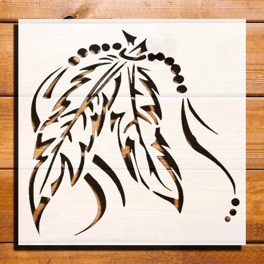 [20Pcs Set] Feathers Beads Amulet Stencil for Painting, Plastic Reusable 5.5 x 5.5 inches reusable Mylar wall painting stencil