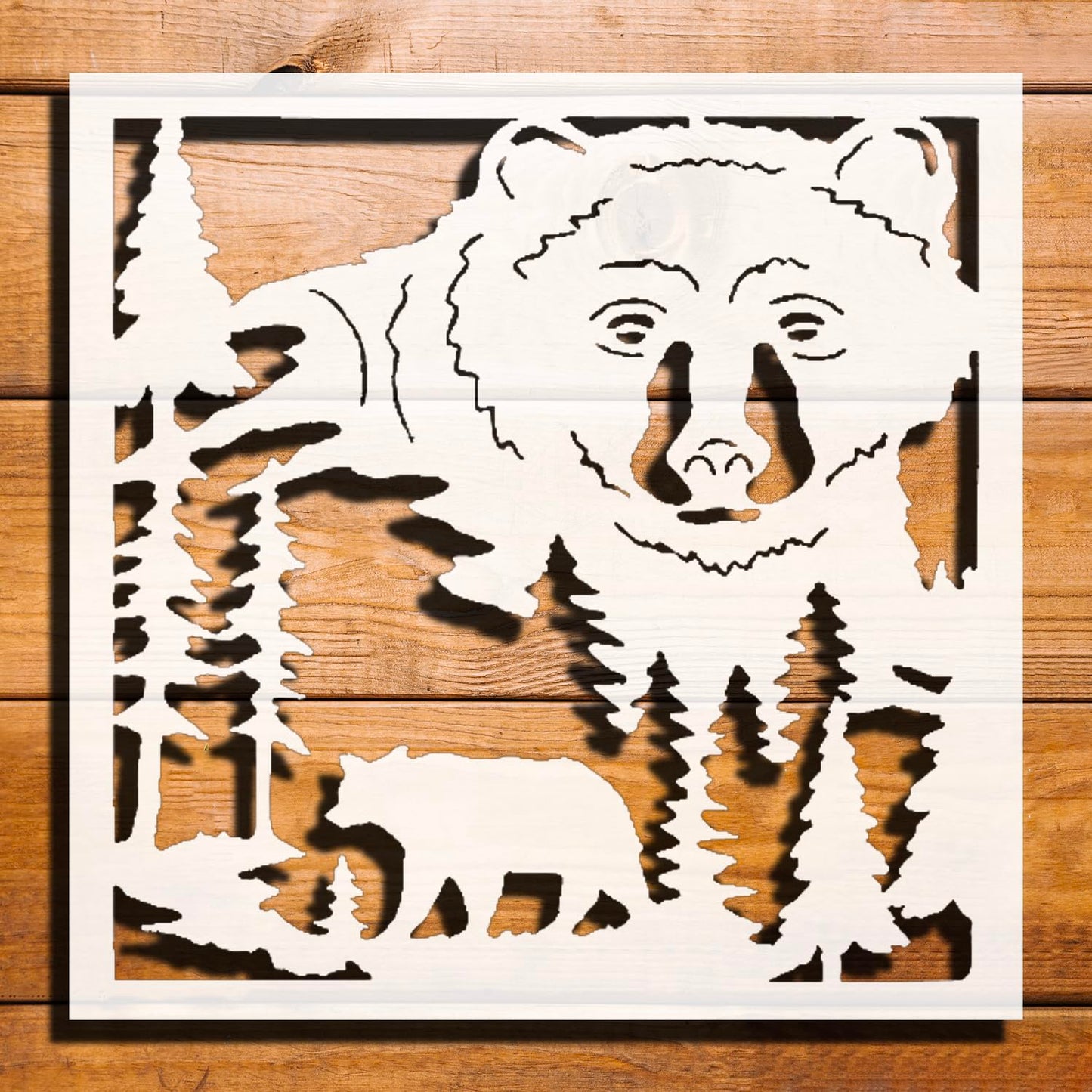 [20Pcs Set] Bear Face Forest Stencil for Painting on Walls, Wood, and Canvas, 8 x 8 Inch reusable Mylar wall painting stencil