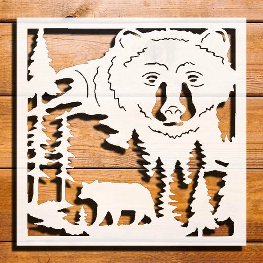 [20Pcs Set] Bear Face Forest Stencil for Painting on Walls, Wood, and Canvas, 8 x 8 Inch reusable Mylar wall painting stencil