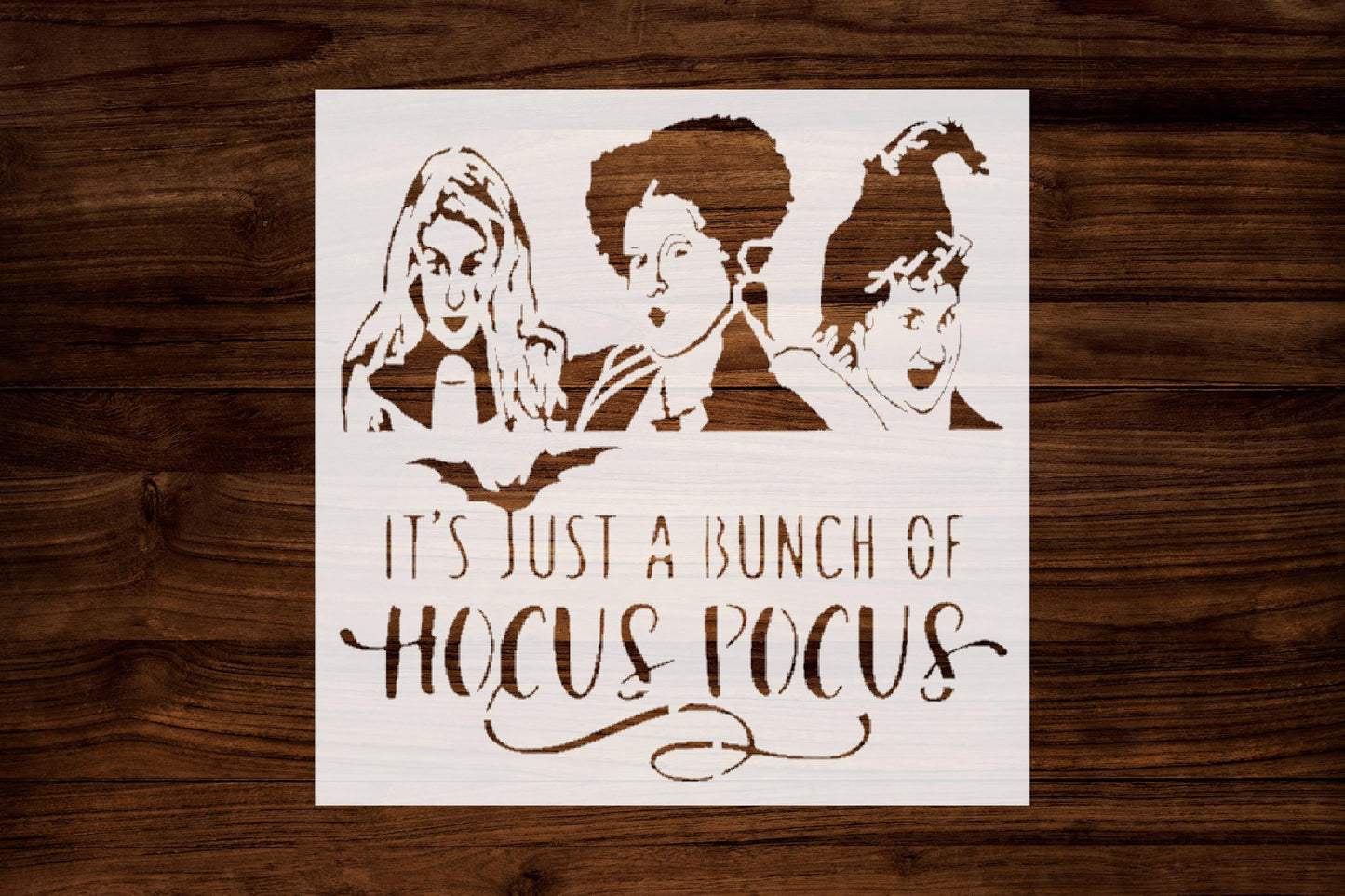 It's Just A Bunch of Hocus Pocus Stencil, 8x8 Inch, Reusable Plastic, Halloween Crafting and Home stencil photo 6