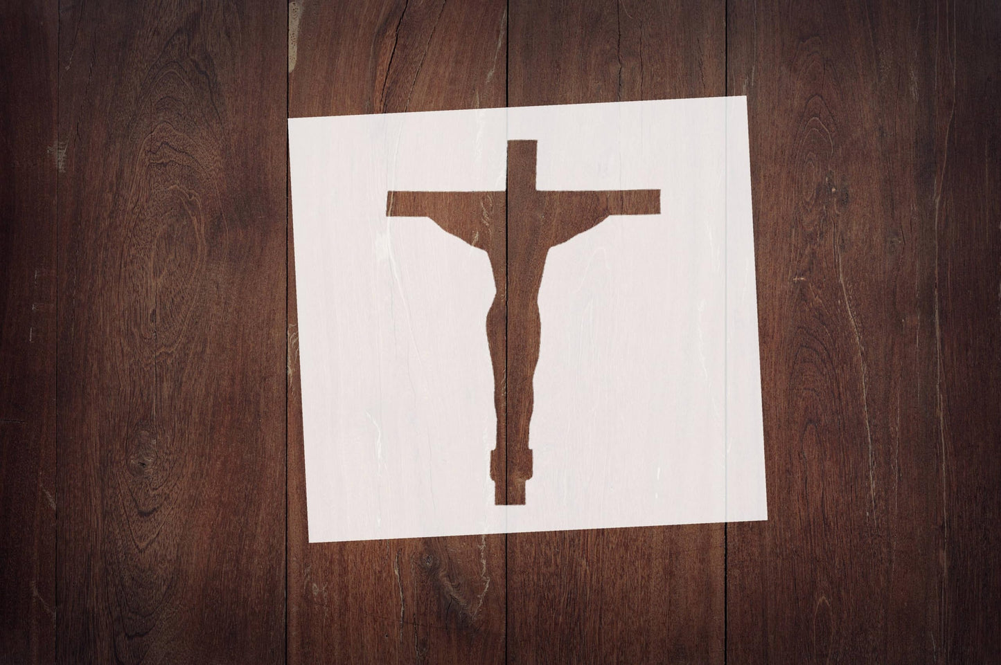 Crucifix Stencil, Reusable, Mylar, 4-Inch, for Religious Crafts and Home Decor, White reusable Mylar wall painting stencil