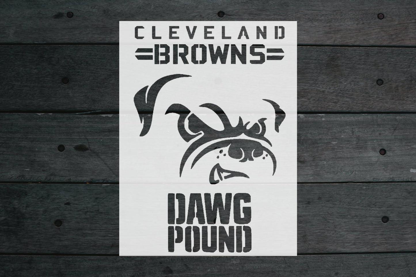 Clvnd Brown Dog Dawg Pound Stencil, Reusable, Durable Mylar, 11x8.5 Inches, for Sports-Themed stencil photo 5