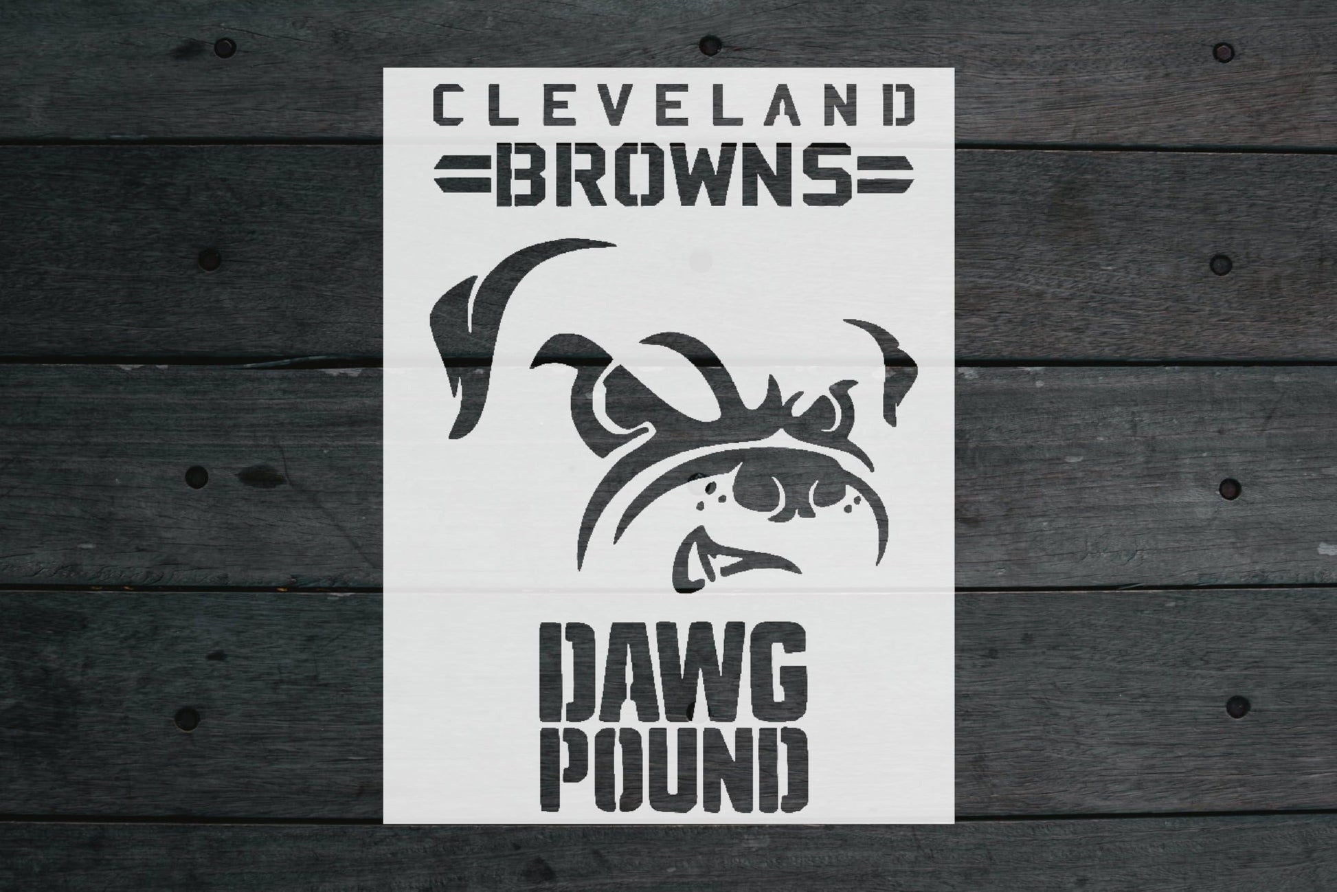 Clvnd Brown Dog Dawg Pound Stencil, Reusable, Durable Mylar, 11x8.5 Inches, for Sports-Themed stencil photo 5