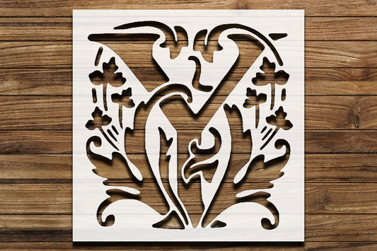 Letter Initial Y Design Stencil for Painting, Plastic Reusable 5.5x5.5 Inch – Ideal for DIY reusable Mylar wall painting stencil