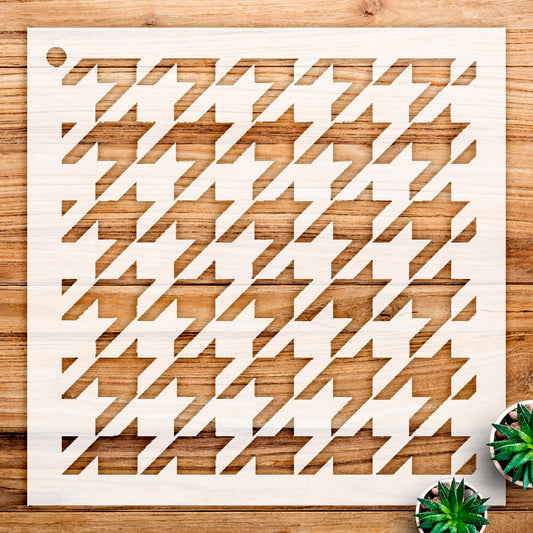 Houndstooth Stencil Pattern for Walls and Crafts, Reusable Mylar Template, Classic, 8.5 x 8.5 Inch reusable Mylar wall painting stencil