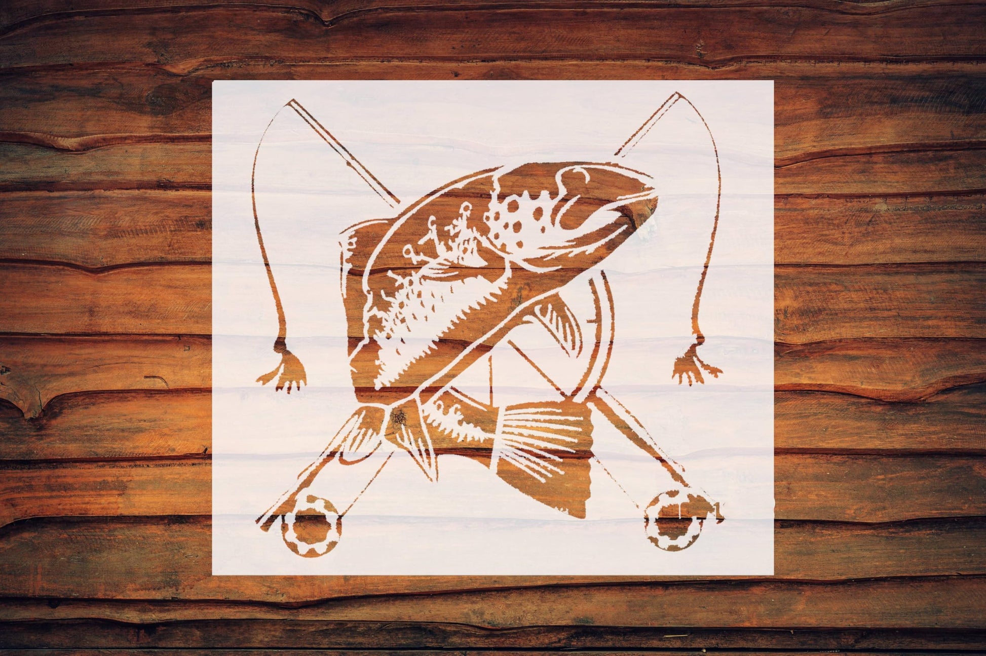 Fly Fishing Trout Stencil, Reusable Template, 7x7.2 Inch, Durable Plastic for Outdoor and Sports reusable Mylar wall painting stencil