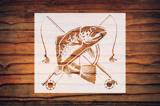 Fly Fishing Trout Stencil, Reusable Template, 7x7.2 Inch, Durable Plastic for Outdoor and Sports reusable Mylar wall painting stencil