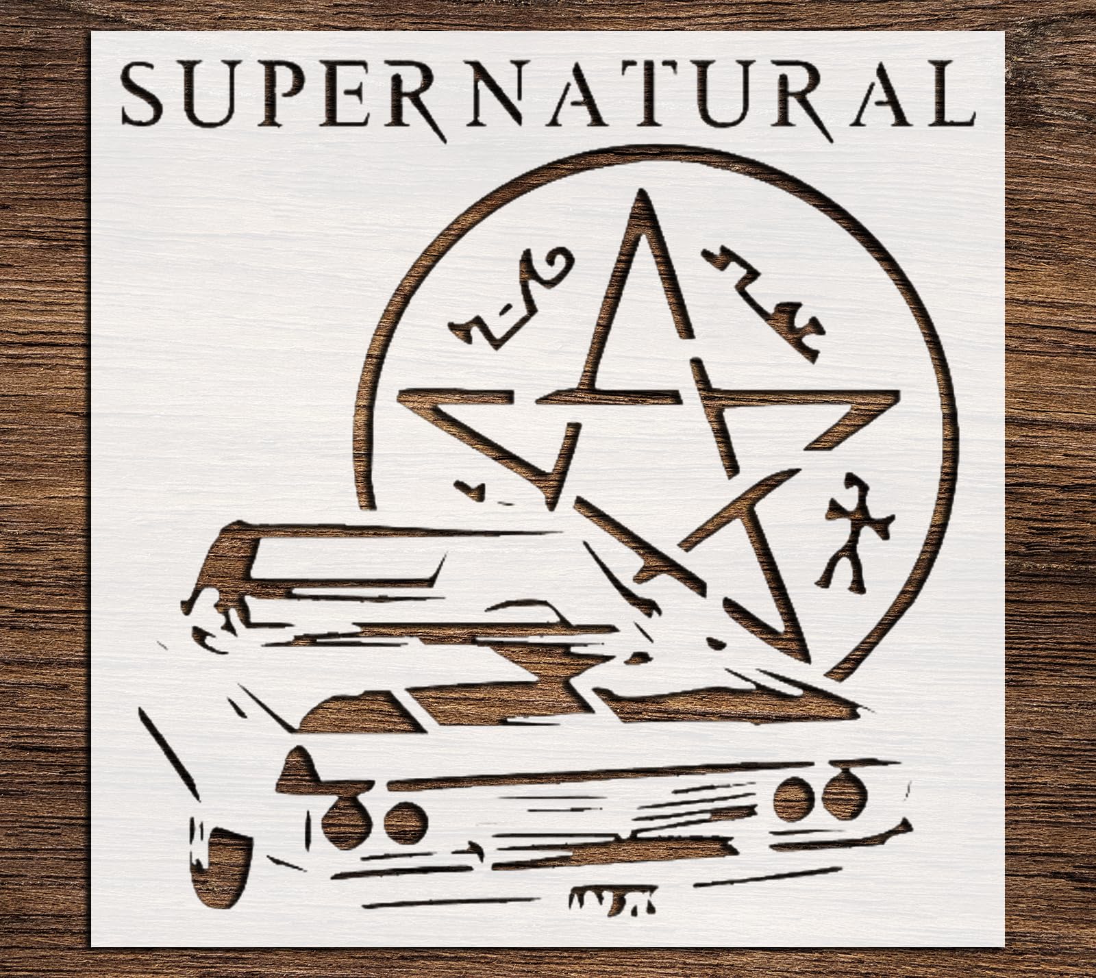 Stencil Star Sign Car Supernatural, Plastic Reusable, 8 x 10 in reusable Mylar wall painting stencil