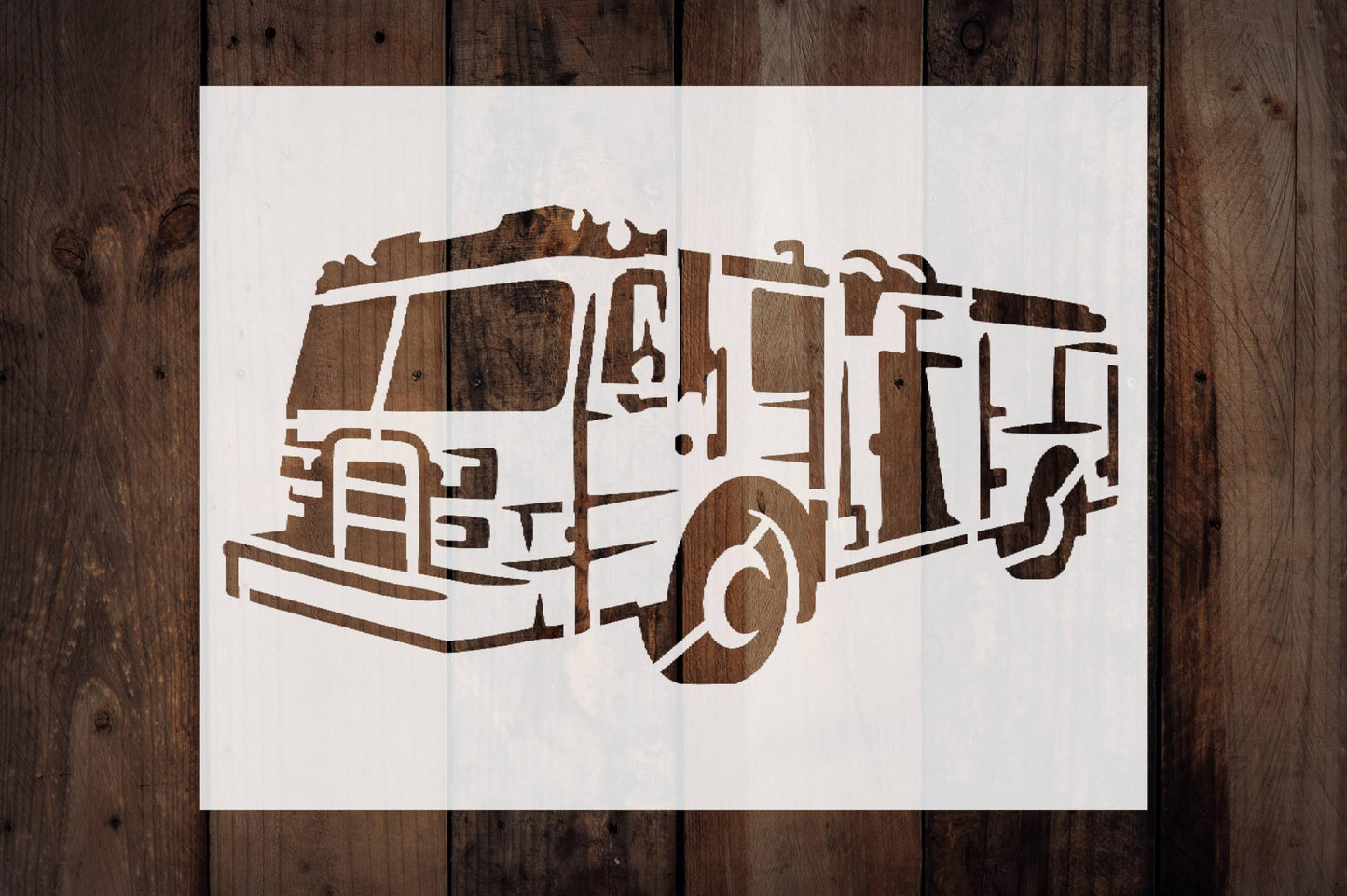 Fire Engine Truck Stencil, Reusable Plastic Template, 8.5x11 Inch, Durable for Educational Crafts reusable Mylar wall painting stencil
