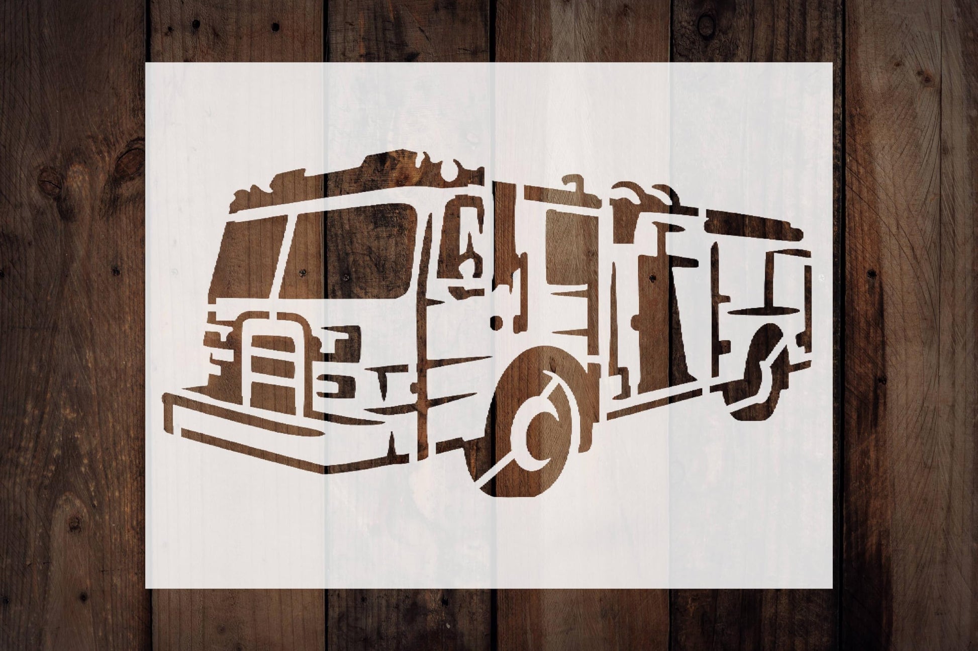 Fire Engine Truck Stencil, Reusable Plastic Template, 8.5x11 Inch, Durable for Educational Crafts reusable Mylar wall painting stencil