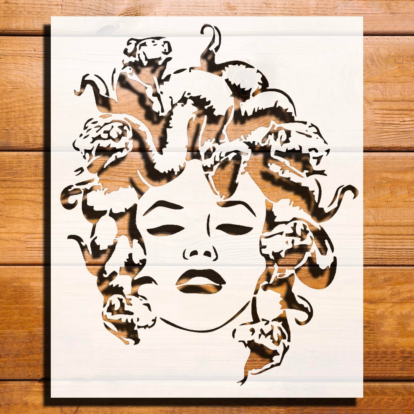 Gorgon Empress Stencil for Painting, Plastic Reusable 11" x 8.5" – Perfect for Mythological Art reusable Mylar wall painting stencil