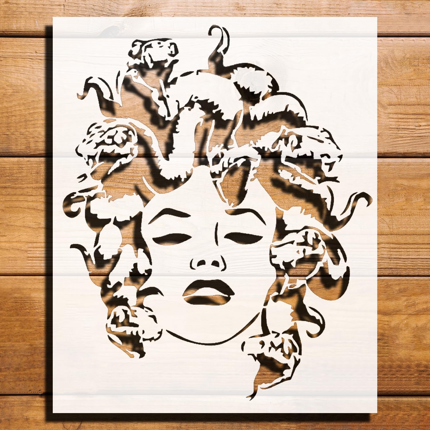 Gorgon Empress Stencil for Painting, Plastic Reusable 11" x 8.5" – Perfect for Mythological Art reusable Mylar wall painting stencil