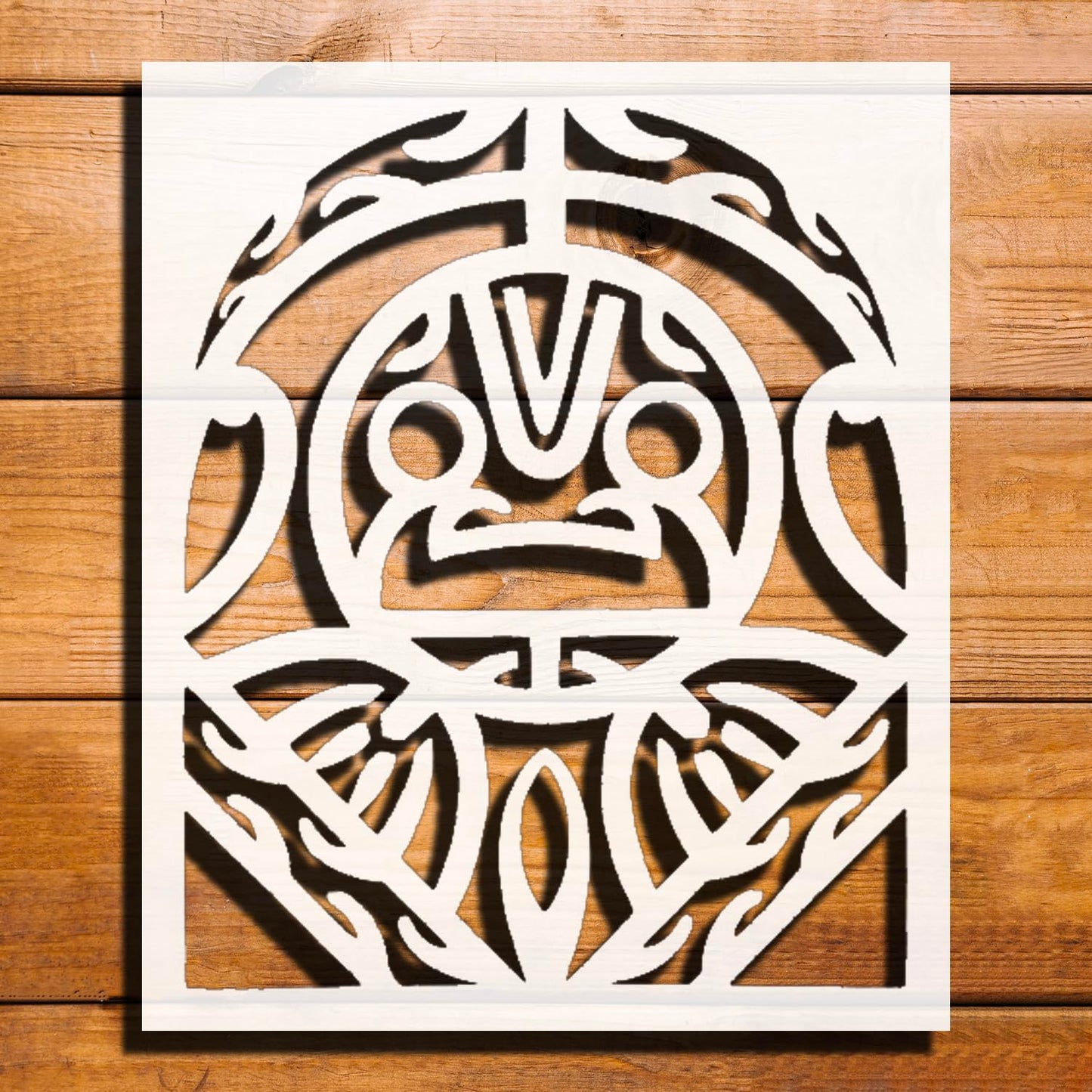 Tiki Sun Design Stencil for Painting, Plastic Reusable 8x5 inches reusable Mylar wall painting stencil