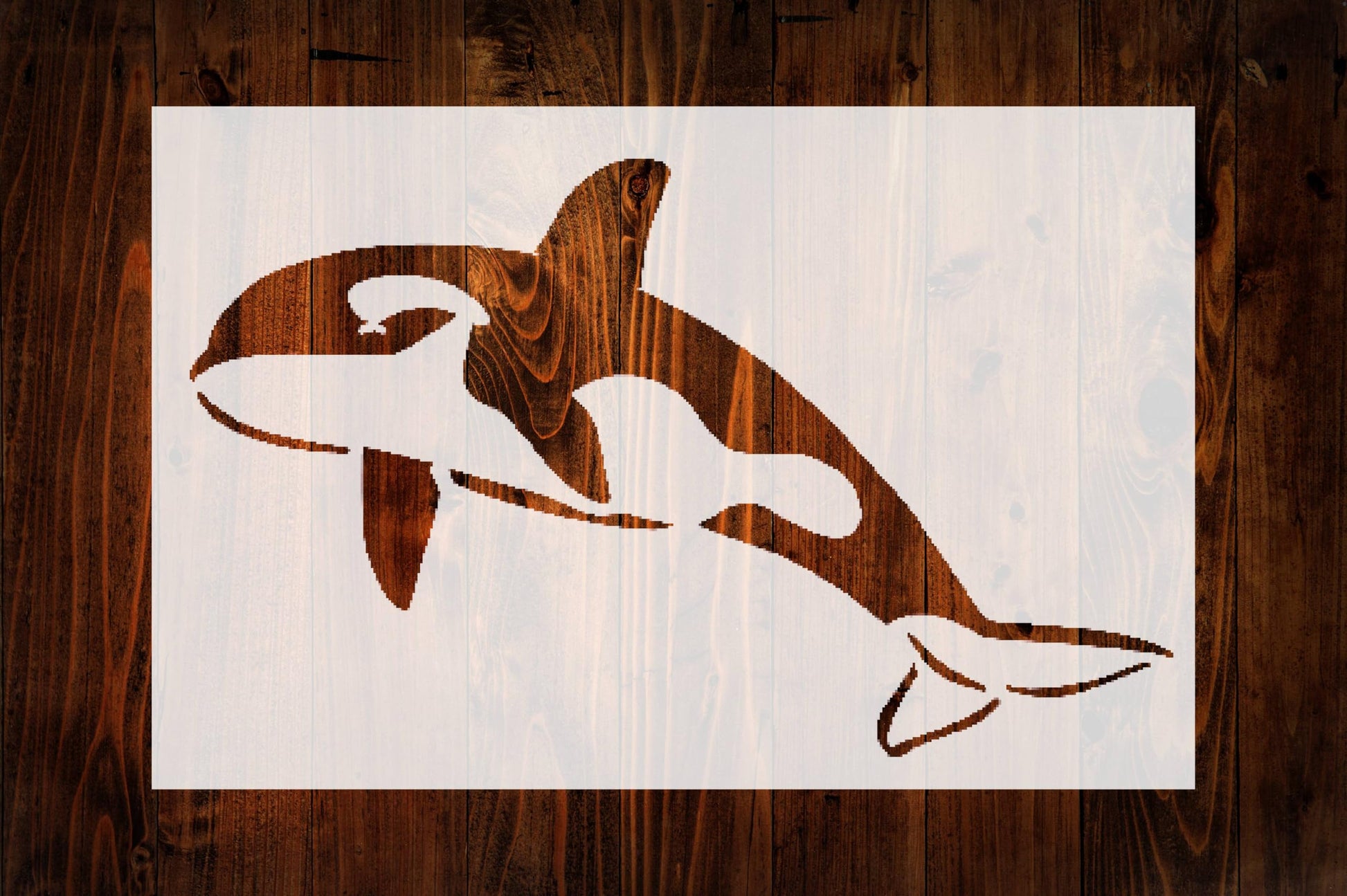Orca Stencil, Mini Reusable Plastic Template, 2x3.25 Inch, Durable for Marine Life Crafts and stencil photo 3