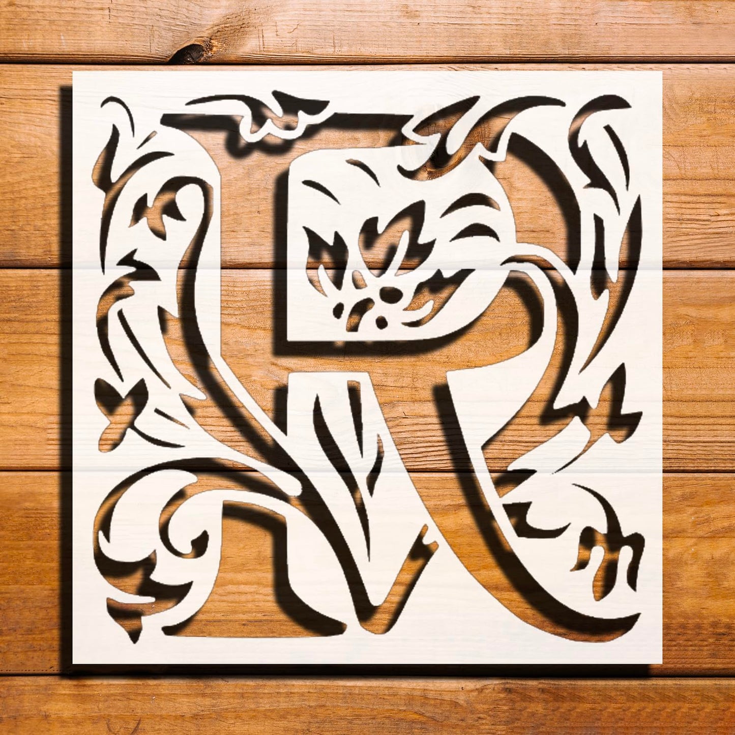 Letter Initial R Versatile Stencil for Painting, Reusable Plastic Stencil - 8x8 Inch Ideal for reusable Mylar wall painting stencil