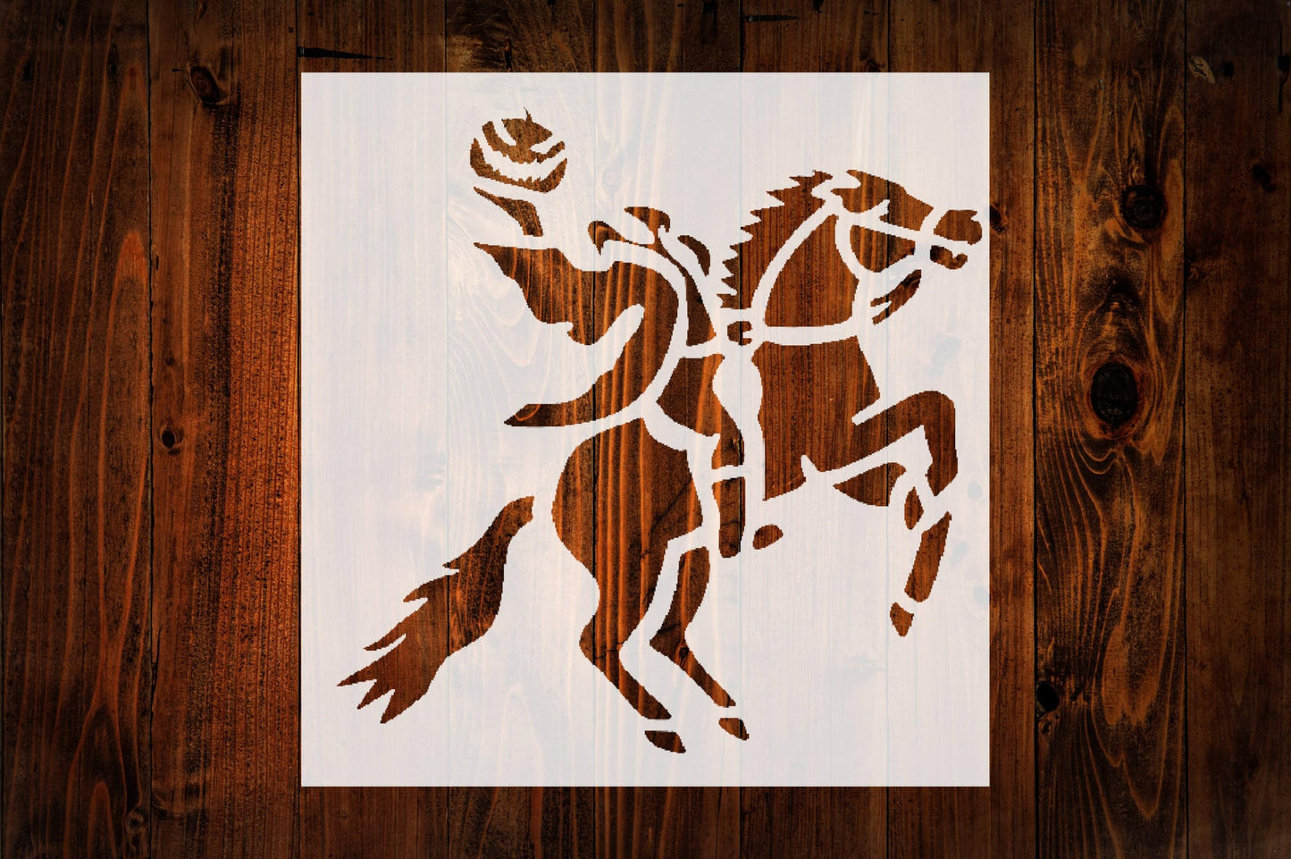 Headless Horseman Stencil, Reusable, Durable Mylar, 8x8 Inch, Perfect for Halloween Crafts and stencil photo 2