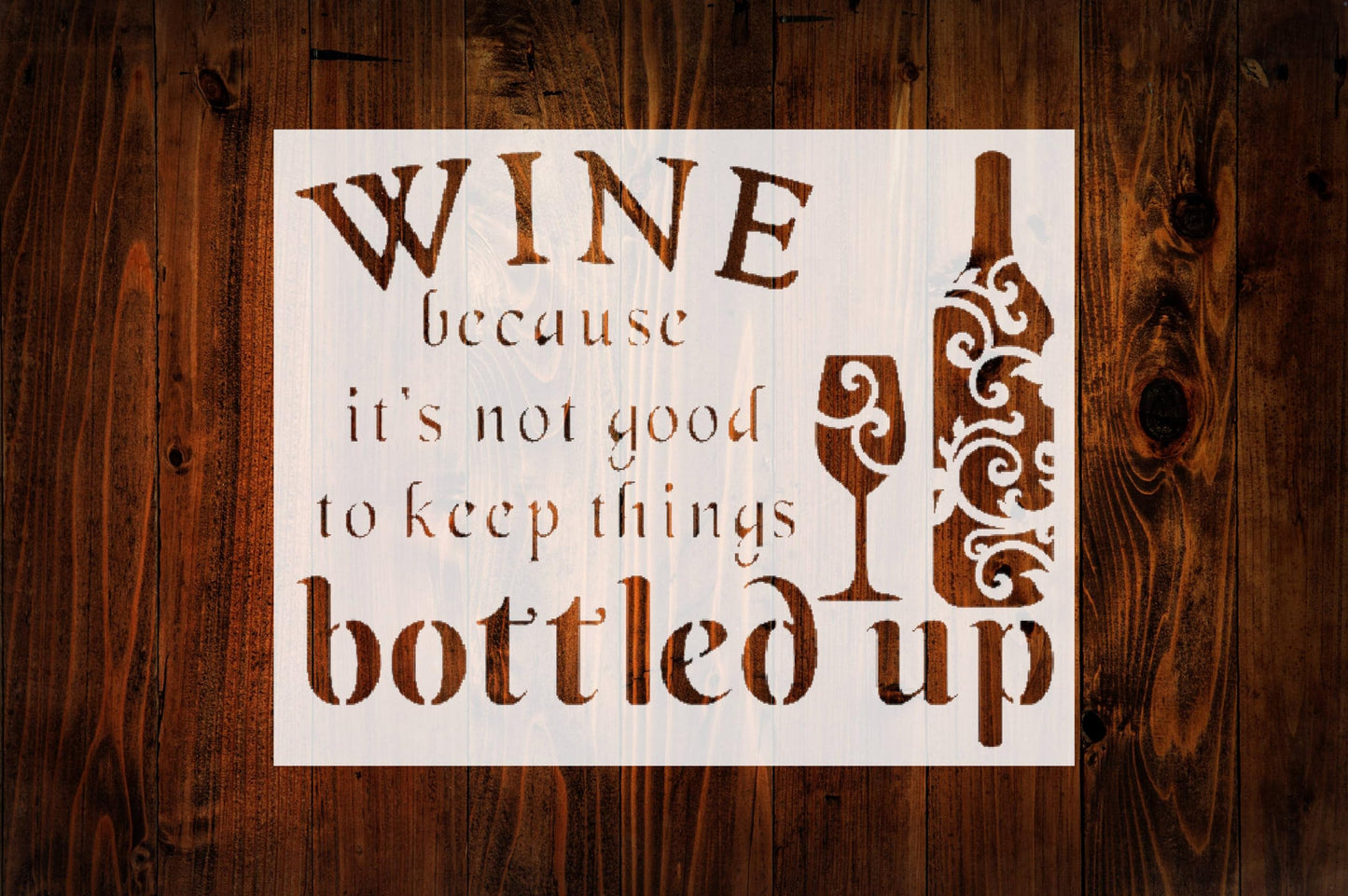 Wine Bottled Up Stencil, Reusable, Durable Plastic, 8x10 Inches, for DIY Crafts and Home Decor stencil photo 3