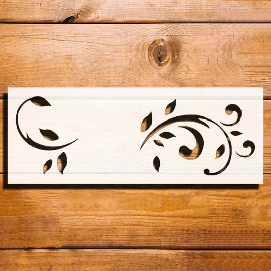 Leaves Design Pattern Stencil for Painting, Plastic Reusable 3x8 inch – Ideal for DIY Crafts, Home reusable Mylar wall painting stencil
