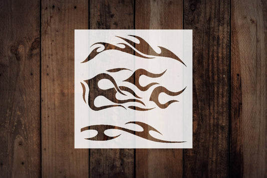 Flames Stencil, Reusable Plastic Template, 8x8 Inch, Durable for Automotive and Artistic Crafts reusable Mylar wall painting stencil