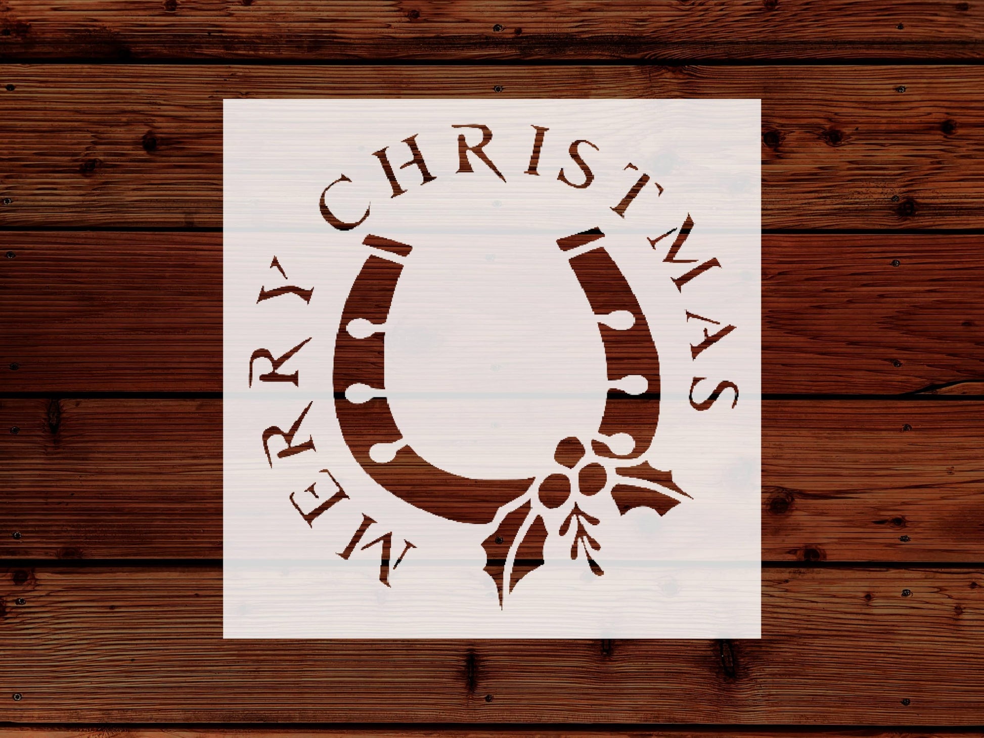 Christmas Horseshoe Stencil, 5.5x5.5 Inch, Reusable Plastic, Holiday Crafting and Home Decor stencil photo 5