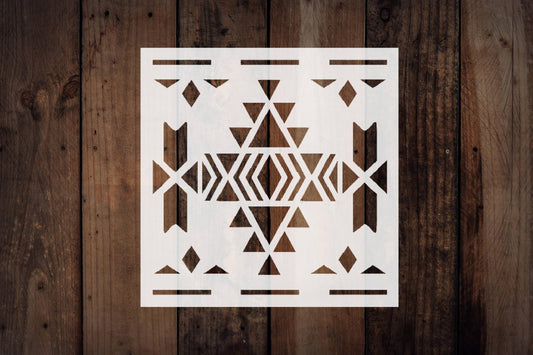 Southwestern Pattern Stencil, Reusable Plastic Template, 5.5x5.5 Inch, Durable for Home Decor and reusable Mylar wall painting stencil