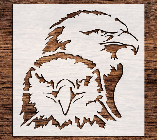 Stencil Two Eagles, Plastic Reusable, 5.5 x 5.5 inch reusable Mylar wall painting stencil