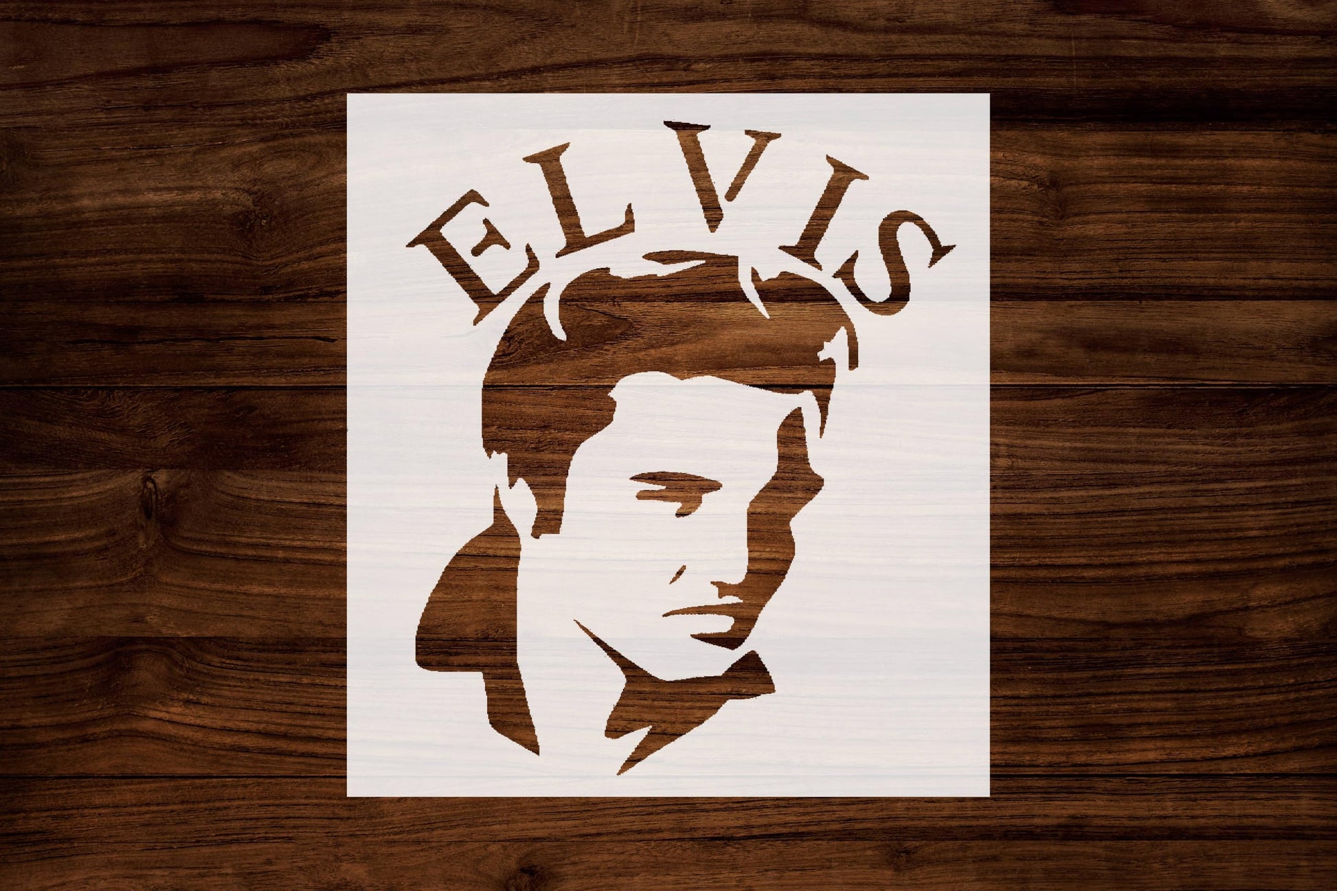 Elvis Stencil, Reusable Mylar 5x6 Inches, Ideal for Music-Themed Crafts and Home Decor, White stencil photo 2