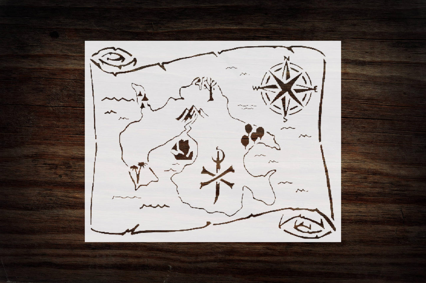 Treasure Map Stencil, Reusable Plastic Template, 8x10 Inch, Durable for Pirate-Themed Crafts and stencil photo 2