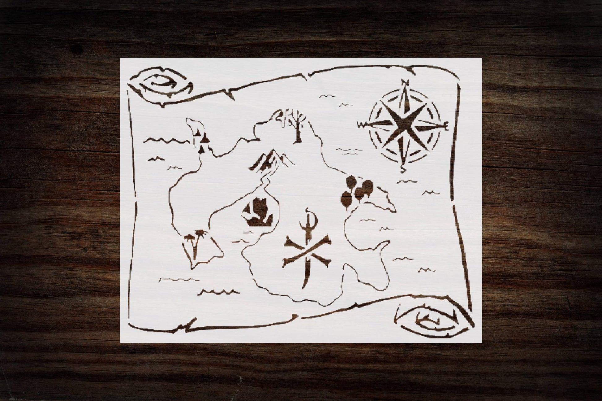 Treasure Map Stencil, Reusable Plastic Template, 8x10 Inch, Durable for Pirate-Themed Crafts and stencil photo 2