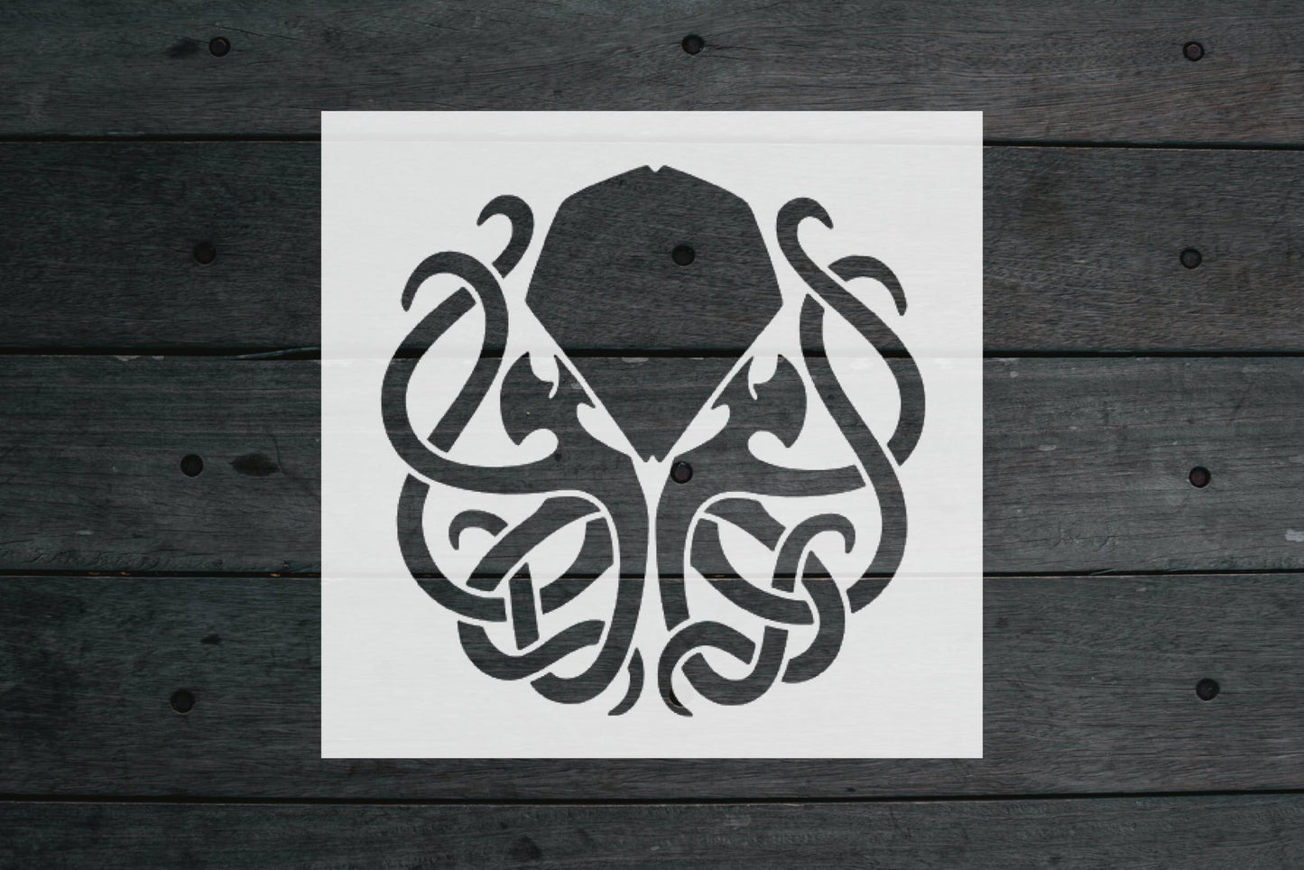 Kraken Octopus Stencil, Reusable Plastic Template, 8x8 Inch, Durable for Nautical Crafts and Home stencil photo 4