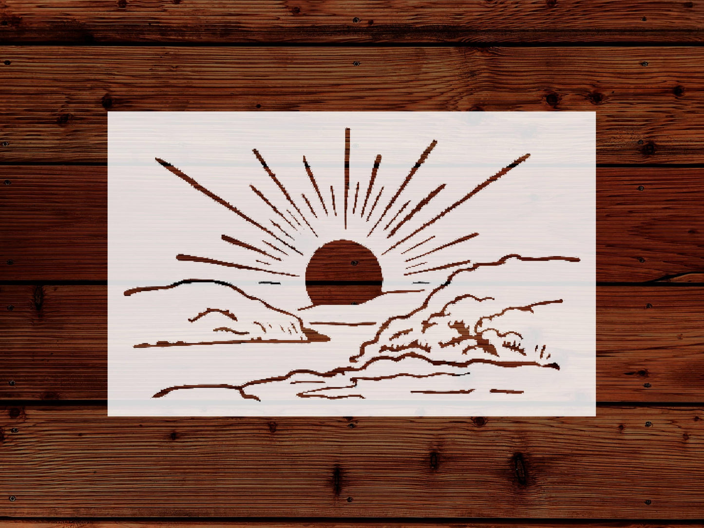 Sunset Stencil, 5x8 Inch, Reusable Plastic, Scenic Nature Crafting and Home Decor, DIY Landscape stencil photo 5